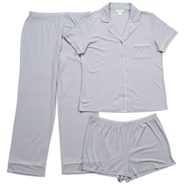 Womens Nicole Miller 3pc. Short Sleeve Pajama Set - image 
