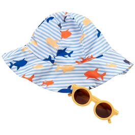 Baby Boy Mini Hop Striped Shark Sunhat & Sunglasses