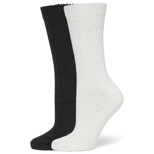 Womens HUE 2pk. Cable Knit Boot Socks - image 