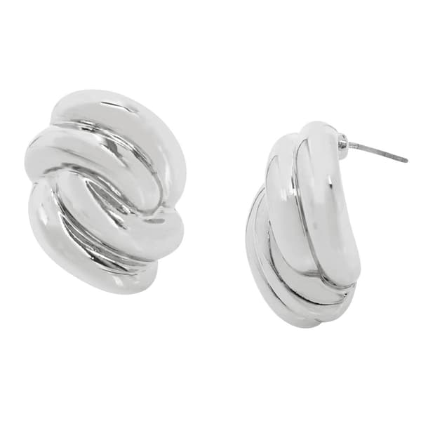 Steve Madden Rhodium Knot Statement Stud Earrings - image 