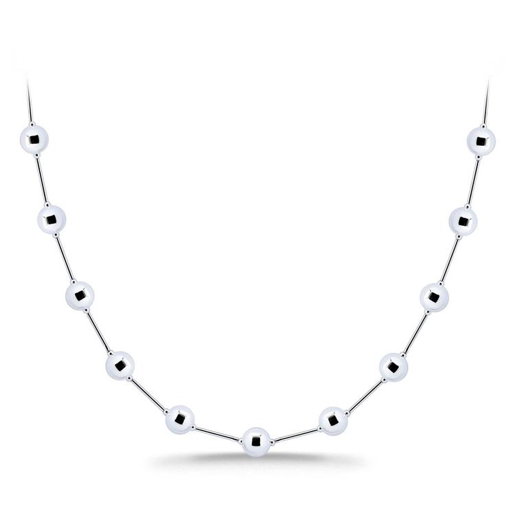 Designs by FMC Sterling Silver 8mm Polish Bead Stations Necklace