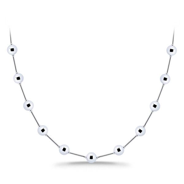 Designs by FMC Sterling Silver 8mm Polish Bead Stations Necklace - image 
