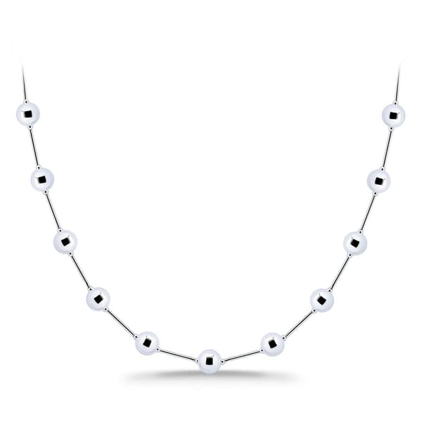 Designs by FMC Sterling Silver 8mm Polish Bead Stations Necklace - image 