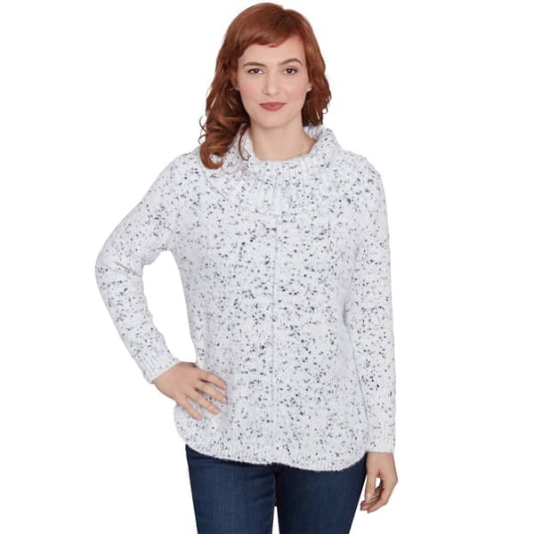 Womens Ruby Rd. Wintery Glow Long Sleeve Cowl Eyelash Sweater - image 