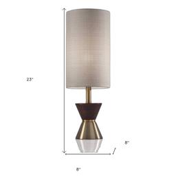 HomeRoots 23in. Brass Metal and Wood Table Lamp