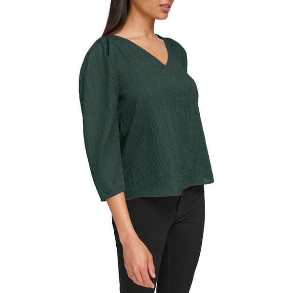 Womens Calvin Klein Long Sleeve Solid Textured Blouse