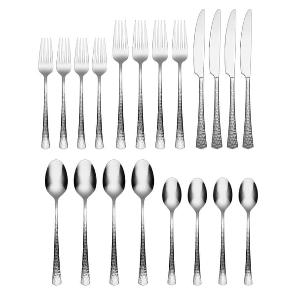 Cambridge&#174; Raegan Hammered Mirror 20pc. Flatware Set