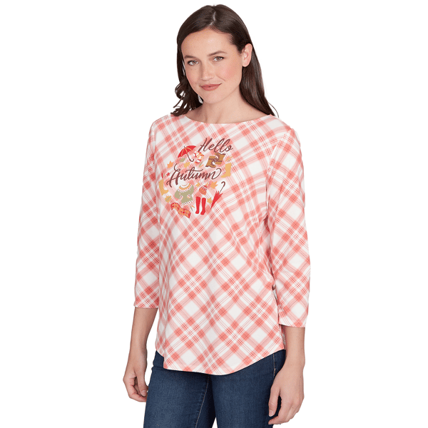Womens Ruby Rd. Must Haves II Hello Autumn Plaid Tee