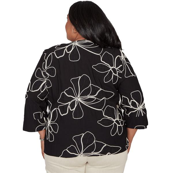 Plus Size Alfred Dunner Detail Driven Floral Embroidery Blouse