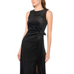 Womens MSK Sleeveless Allover Rhinestone Side Slit Maxi Dress