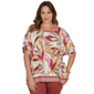 Plus Size Ruby Rd. Sedona Escape Short Sleeve Leaf Blouse - image 1