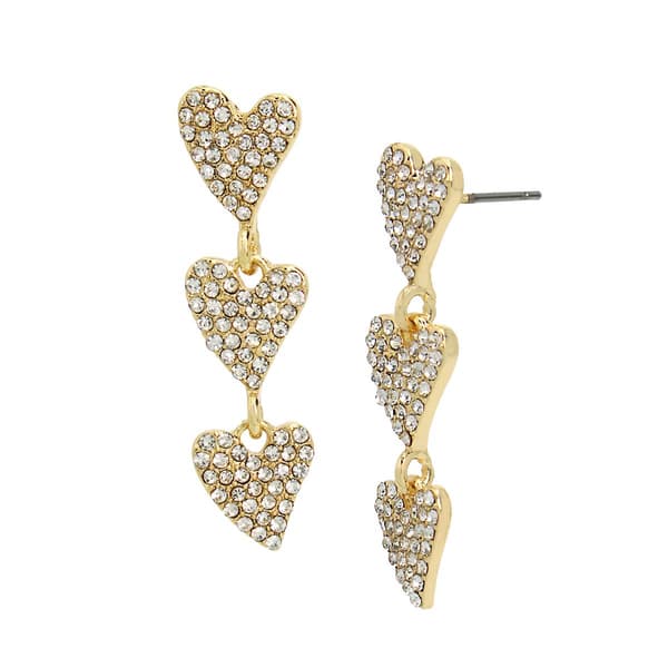 Steve Madden Pave Heart Linear Earrings - image 