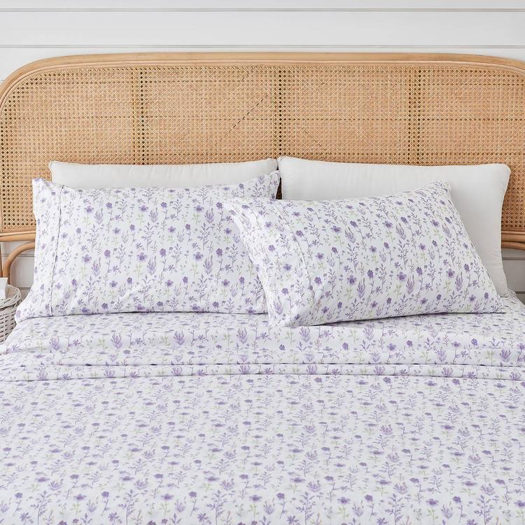 FreshFolds Delia Premium Lavender Floral Microfiber Sheet Set