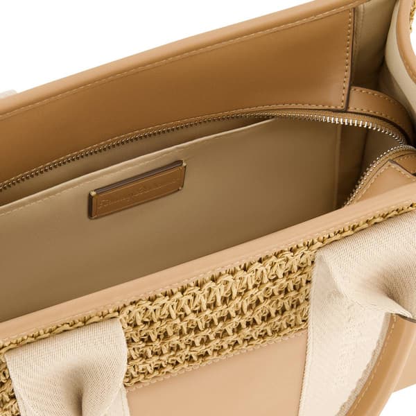 Tommy Bahama Raffia/PU Logo Webbing Modern Tote