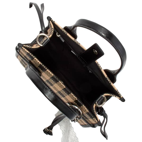 Madden Girl Gingham Straw Mini Tote