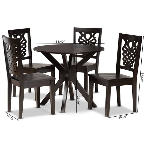 Baxton Studio Liese Dark Brown Finished Wood 5pc. Dining Set