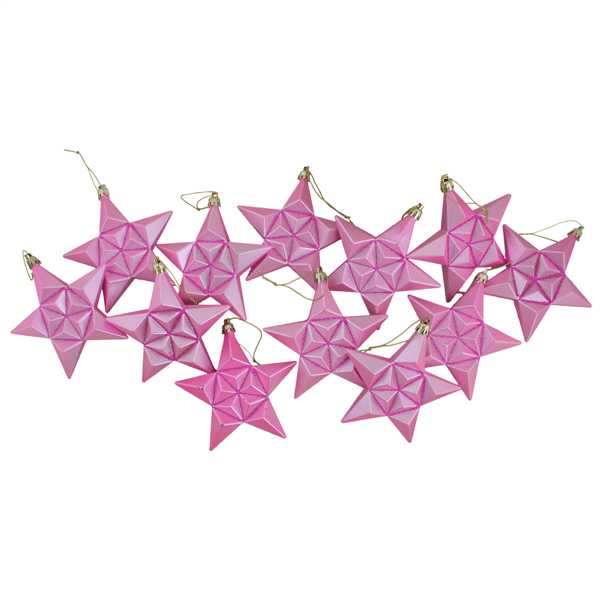 DAK 12ct. Matte Glittered Star Shatterproof Ornaments