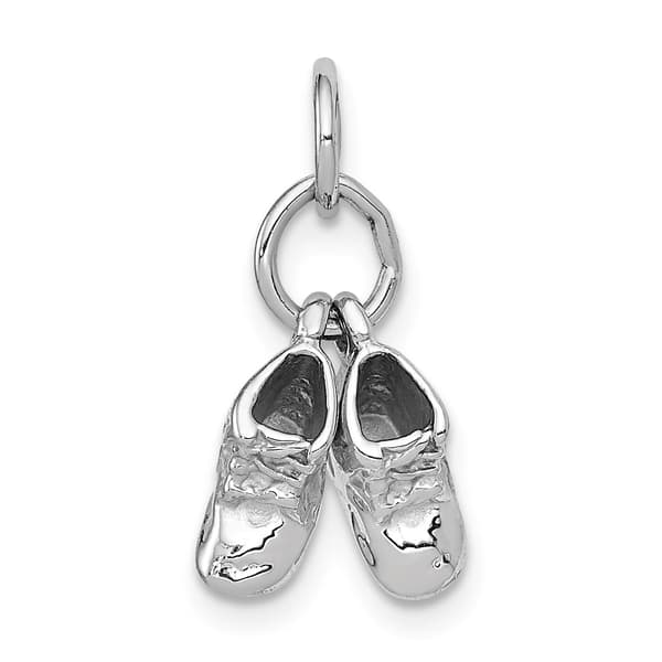 Gold Classics(tm) 14kt. Moveable White Gold Baby Shoes Charm - image 