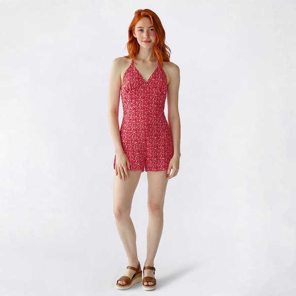 Juniors Madden Girl Ditsy Pucker Knit Tie Halter Romper
