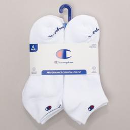 Mens Champion(R) 6pk. Logo Low Cut Socks - White