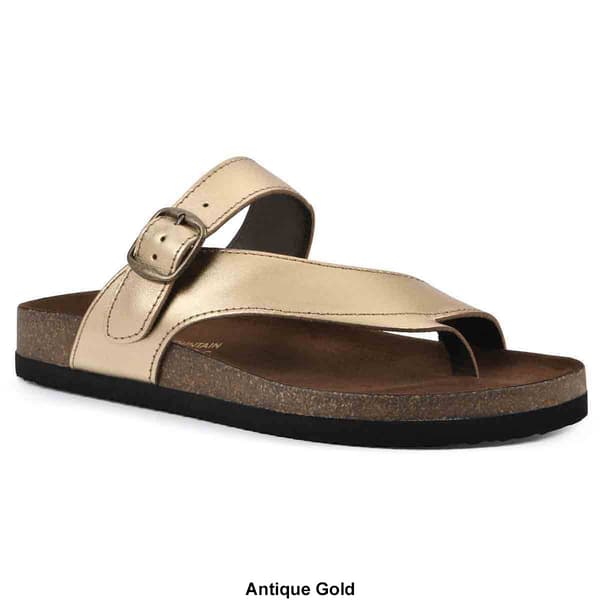 Womens White Mountain Carly Comfort Leather Footbed Sandals