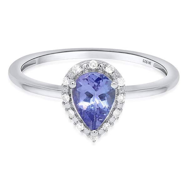 Gemstone Classics&#8482; Pear Tanzanite Lab Grown Diamond Accent Ring