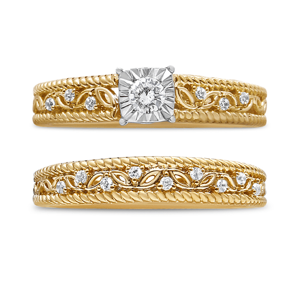 Haus of Brilliance 1/5ctw. Diamond Art Deco Engagement Ring Set