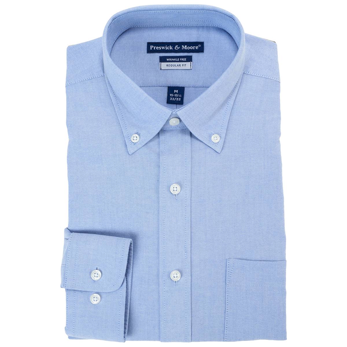 Mens Preswick & Moore Regular Fit Oxford Dress Shirt - Light Blue