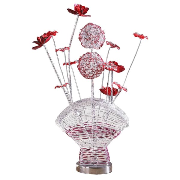 HomeRoots 22in. Acrylic Red Rose Bedside Table Lamp - image 