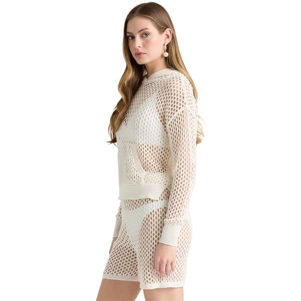 Womens NVLT Crochet Hooded Top & Shorts Cover Up Set