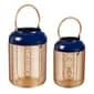 Evergreen Metal Blue & Gold Lantern w/Handle - Set of 2 - image 1