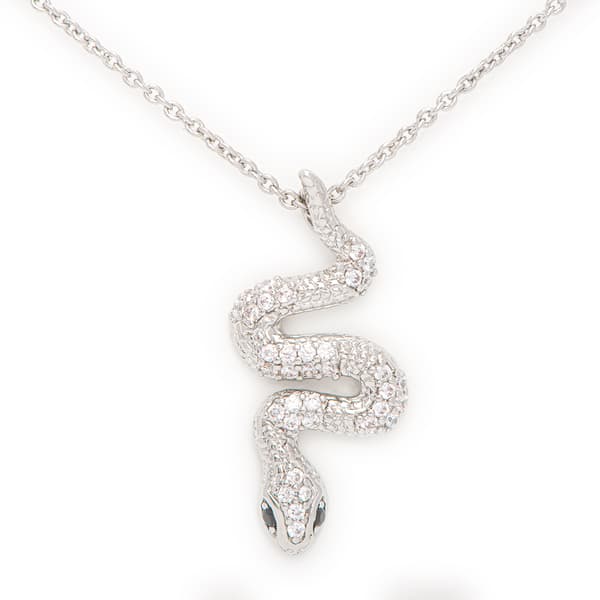 Silver Plated Cubic Zirconia Snake Pendant - image 