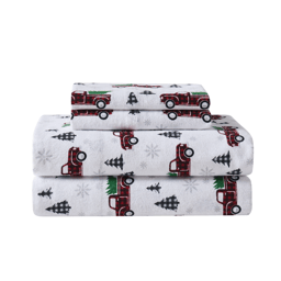 Truly Soft Holiday Truck Flannel Sheet Set