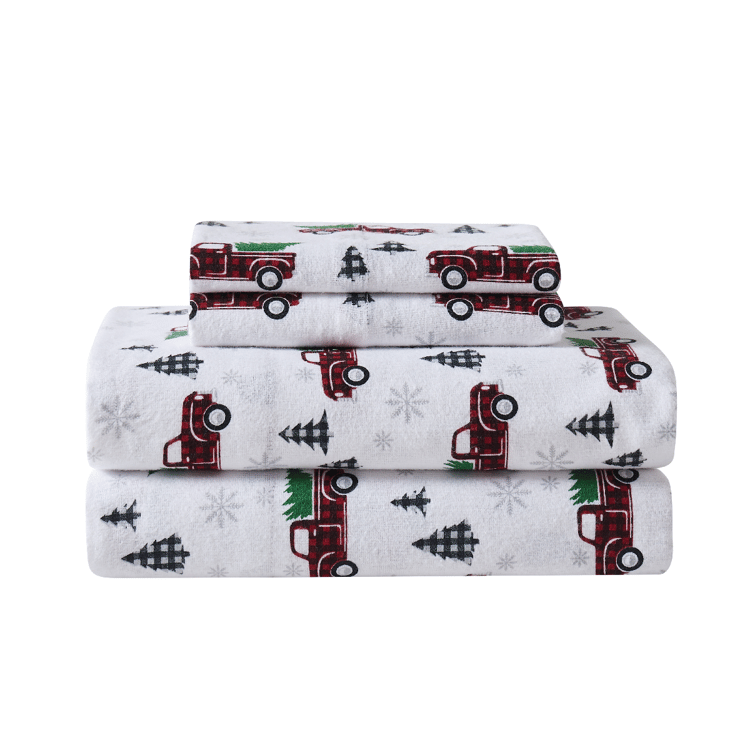 Truly Soft Holiday Truck Flannel Sheet Set