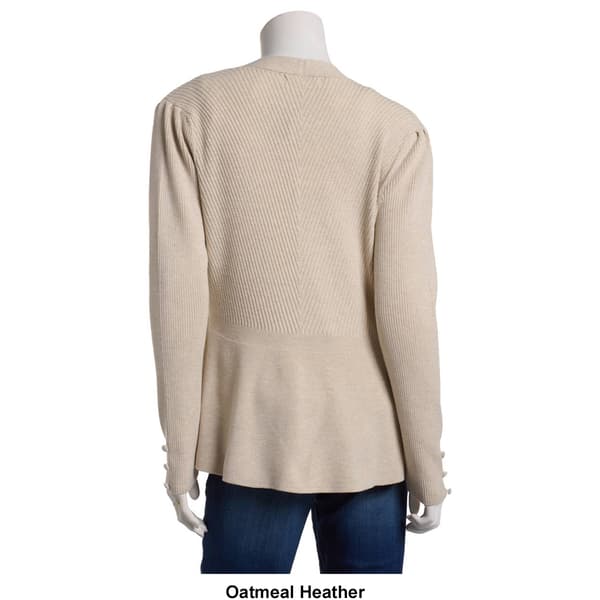 Womens 89th & Madison Long Sleeve Solid Button Trim Sweater