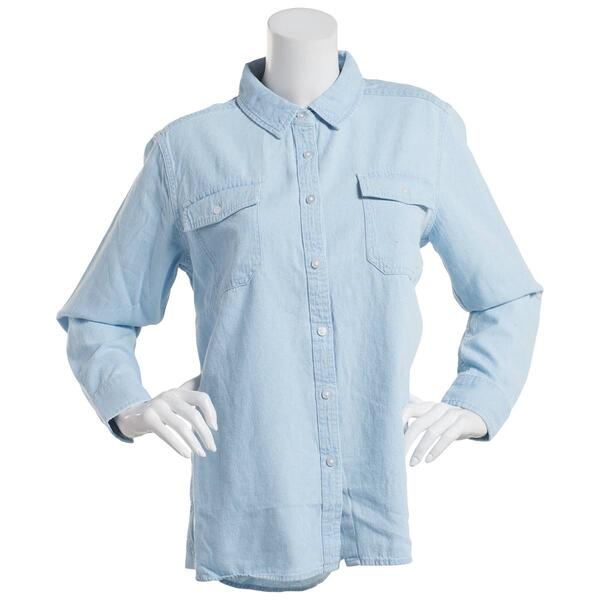 Womens Hasting & Smith Long Sleeve Button Up Denim Shirt - image 