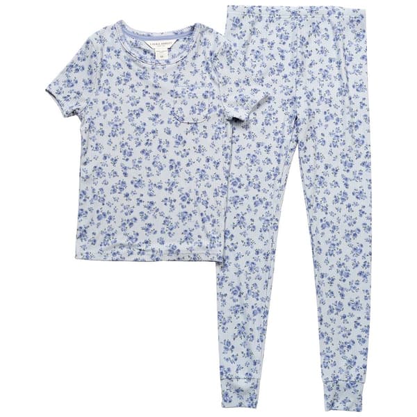 Girls &#40;4-6x&#41; Laura Ashley&#40;R&#41; Short Sleeve Ditsy Rose Jogger Pajamas - image 