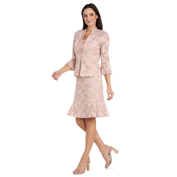 Womens R&M Richards Lace Kick Pleat Hem Jacket Dress - image 