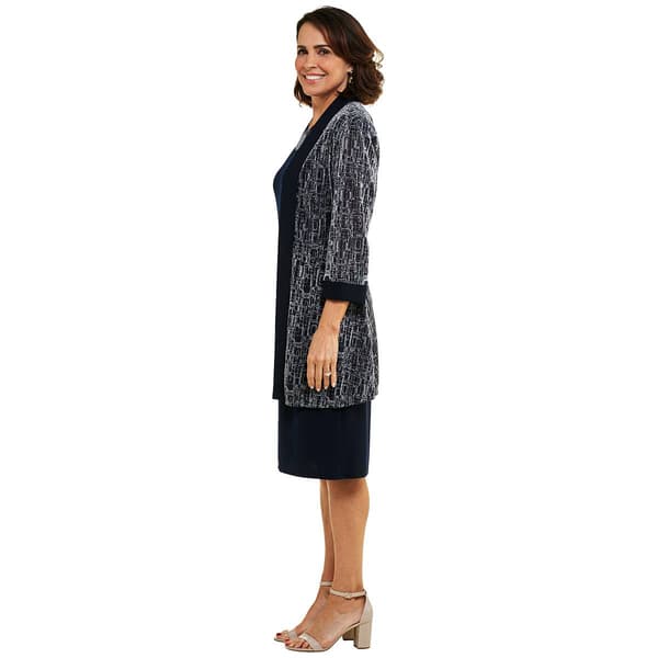 Womens R&M Richards Metallic Knit Jacket Dress