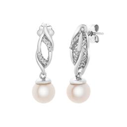 Gemstone Classics(tm) Sterling Silver Pearl & Sapphire Drop Earrings