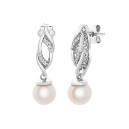 Gemstone Classics&#40;tm&#41; Sterling Silver Pearl & Sapphire Drop Earrings