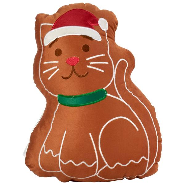 Nourison Gingerbread Cat Shaped Decorative Pillow - 13x17