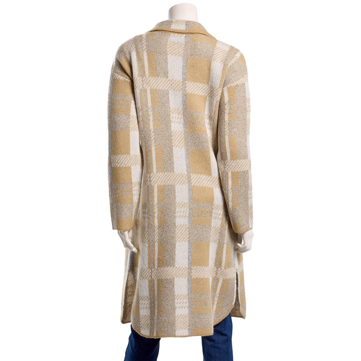 Womens By Design Long Sleeve Chest Pocket Houndstooth Coatigan