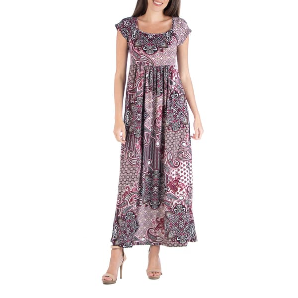 Womens 24/7 Comfort Apparel White Floral Maxi Dress - image 