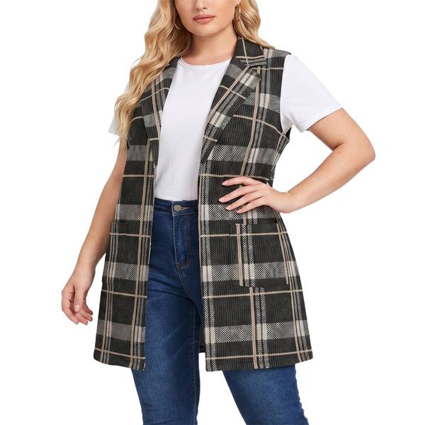 Plus Size NY Collection Sleeveless Double Knit Menswear Longer V - image 
