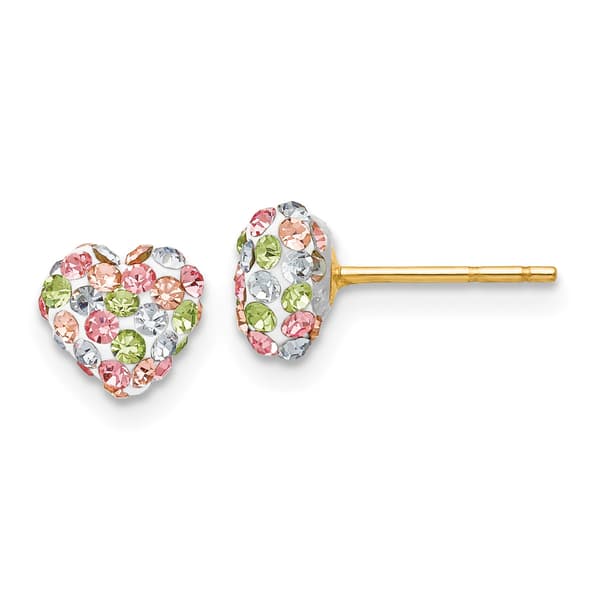 Gold Classics&#40;tm&#41; 14kt. Pastel Crystal Heart Stud Earrings - image 