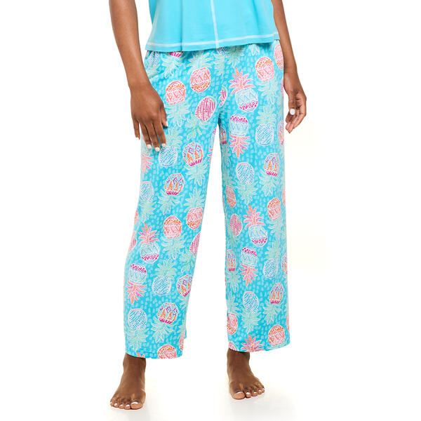 Womens MUK LUKS&#40;R&#41; Wide Leg Pineapple Cropped Pajama Pants - image 
