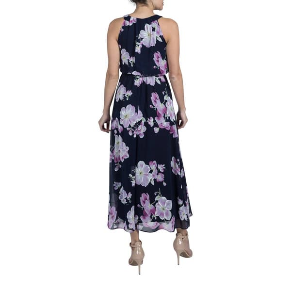 Plus Size Robbie Bee Sleeveless Halter Floral Maxi Dress