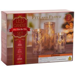 Fitz and Floyd Tree LED Wax Fill Glass Candle - Set of 3