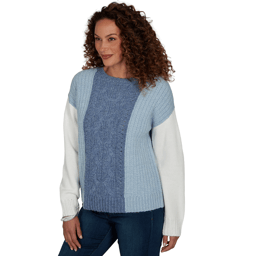 Petite Skye’s the Limit Icy Blue Sparkle Color Block Sweater